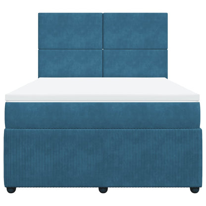 Boxspring met matras fluweel donkerblauw 160x200 cm