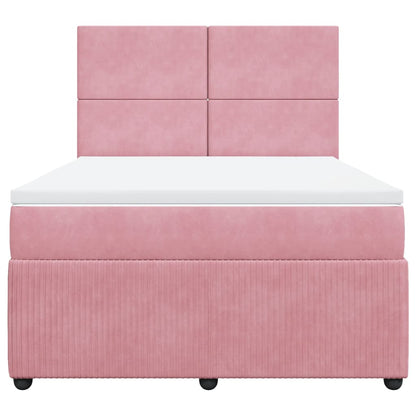 Boxspring met matras fluweel roze 160x200 cm