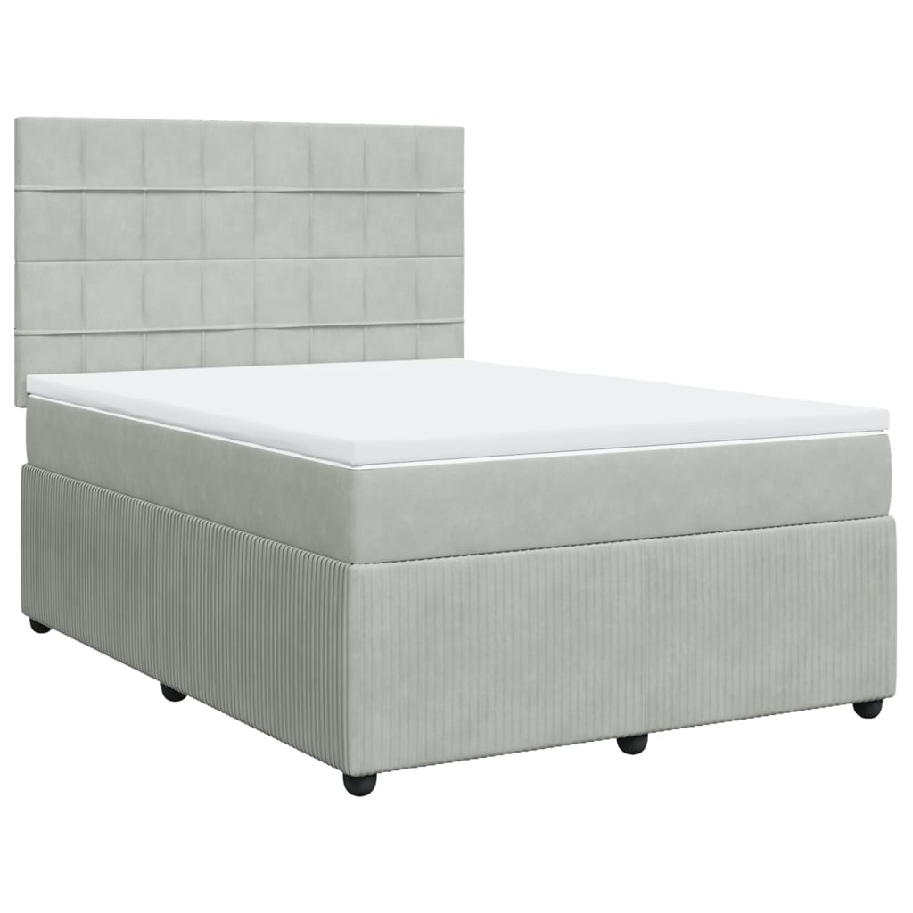Boxspring met matras fluweel lichtgrijs 160x200 cm