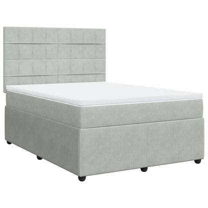 Boxspring met matras fluweel lichtgrijs 160x200 cm