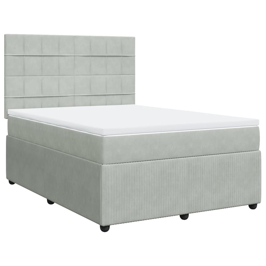 Boxspring met matras fluweel lichtgrijs 160x200 cm