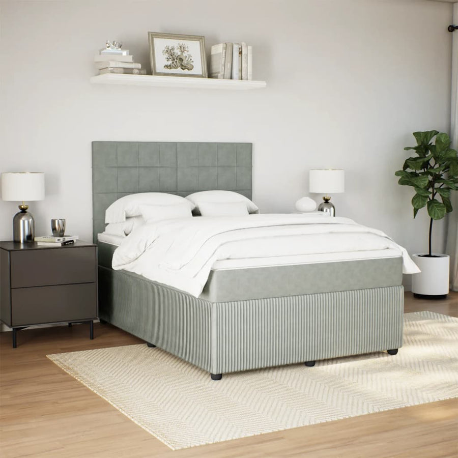 Boxspring met matras fluweel lichtgrijs 160x200 cm
