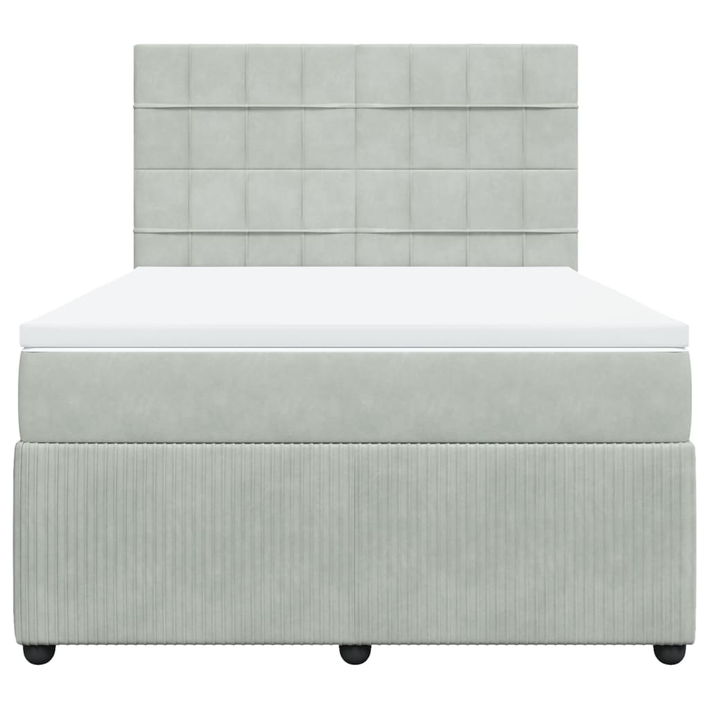 Boxspring met matras fluweel lichtgrijs 160x200 cm
