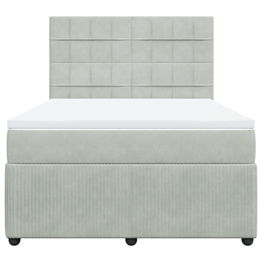 Boxspring met matras fluweel lichtgrijs 160x200 cm