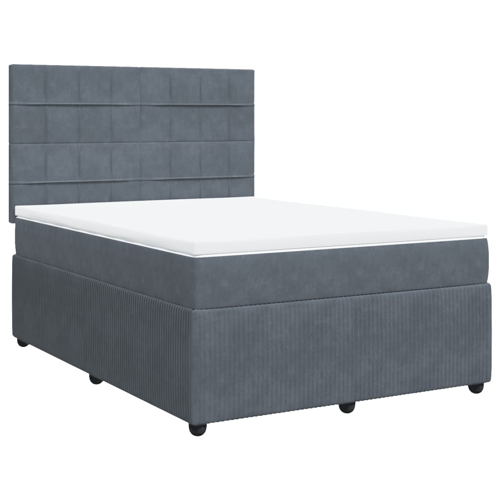 Boxspring met matras fluweel donkergrijs 160x200 cm
