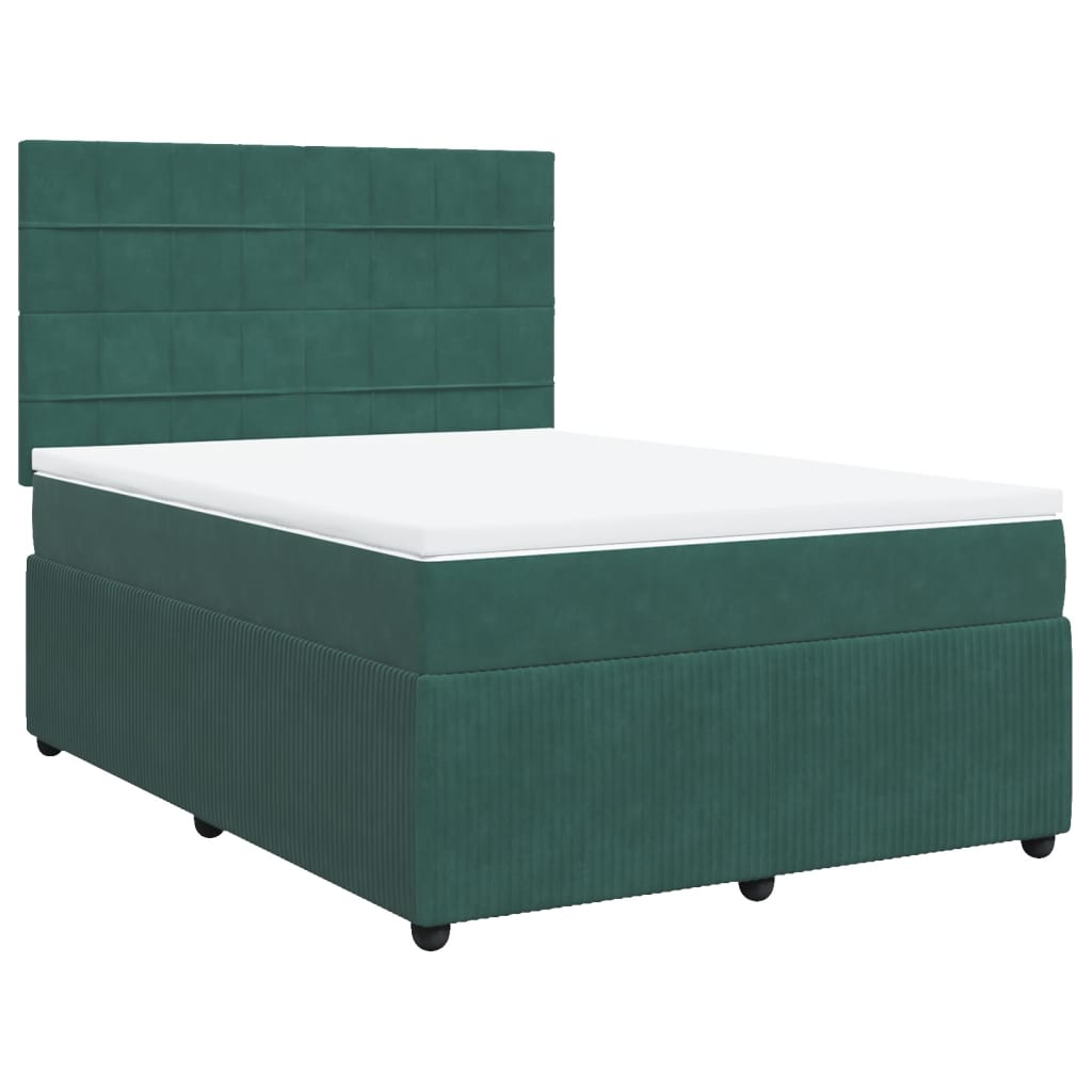 Boxspring met matras fluweel donkergroen 160x200 cm
