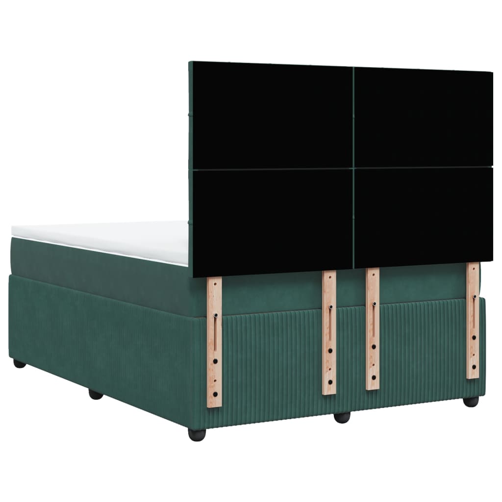 Boxspring met matras fluweel donkergroen 160x200 cm