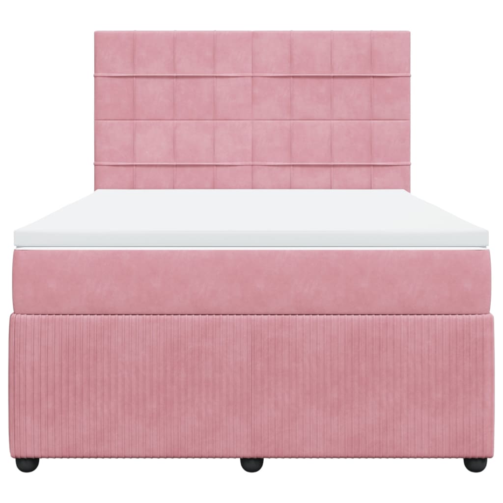 Boxspring met matras fluweel roze 160x200 cm