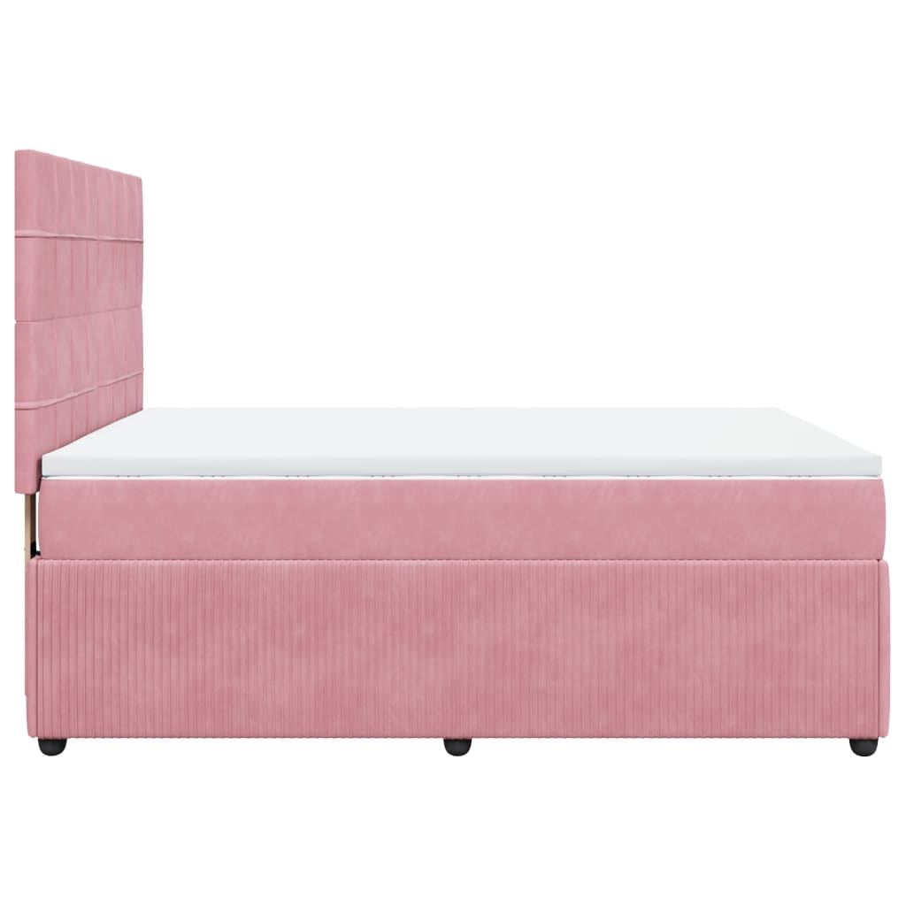 Boxspring met matras fluweel roze 160x200 cm
