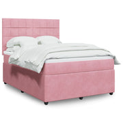 Box spring with mattress velvet pink 160x200 cm