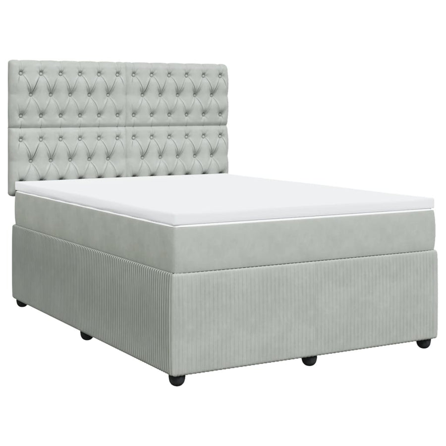 Boxspring met matras fluweel lichtgrijs 160x200 cm