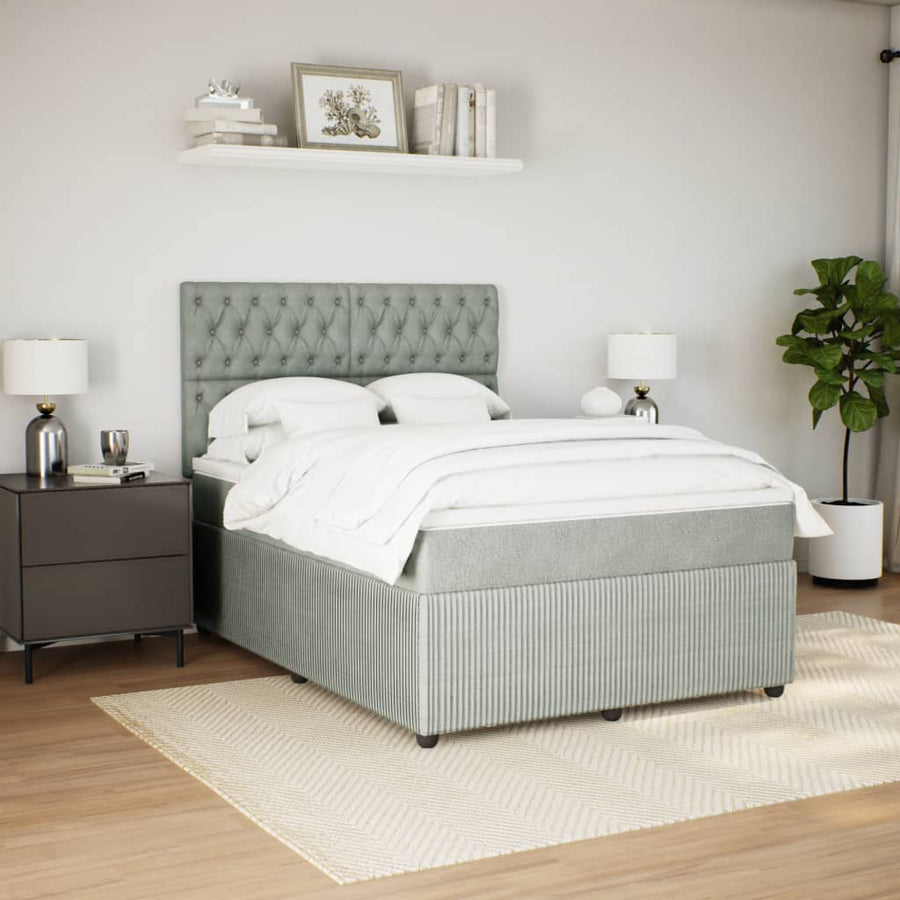 Boxspring met matras fluweel lichtgrijs 160x200 cm