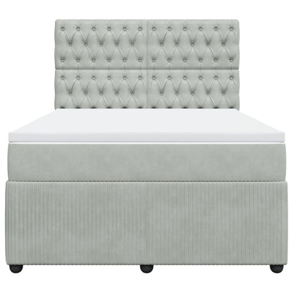 Boxspring met matras fluweel lichtgrijs 160x200 cm