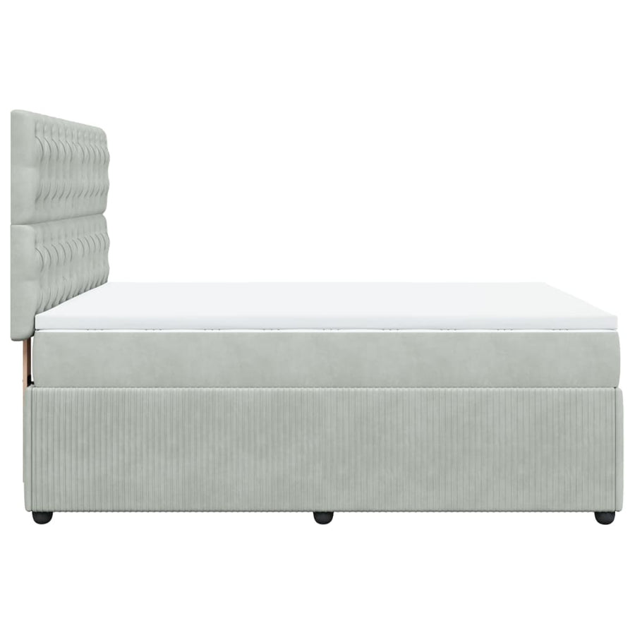 Boxspring met matras fluweel lichtgrijs 160x200 cm