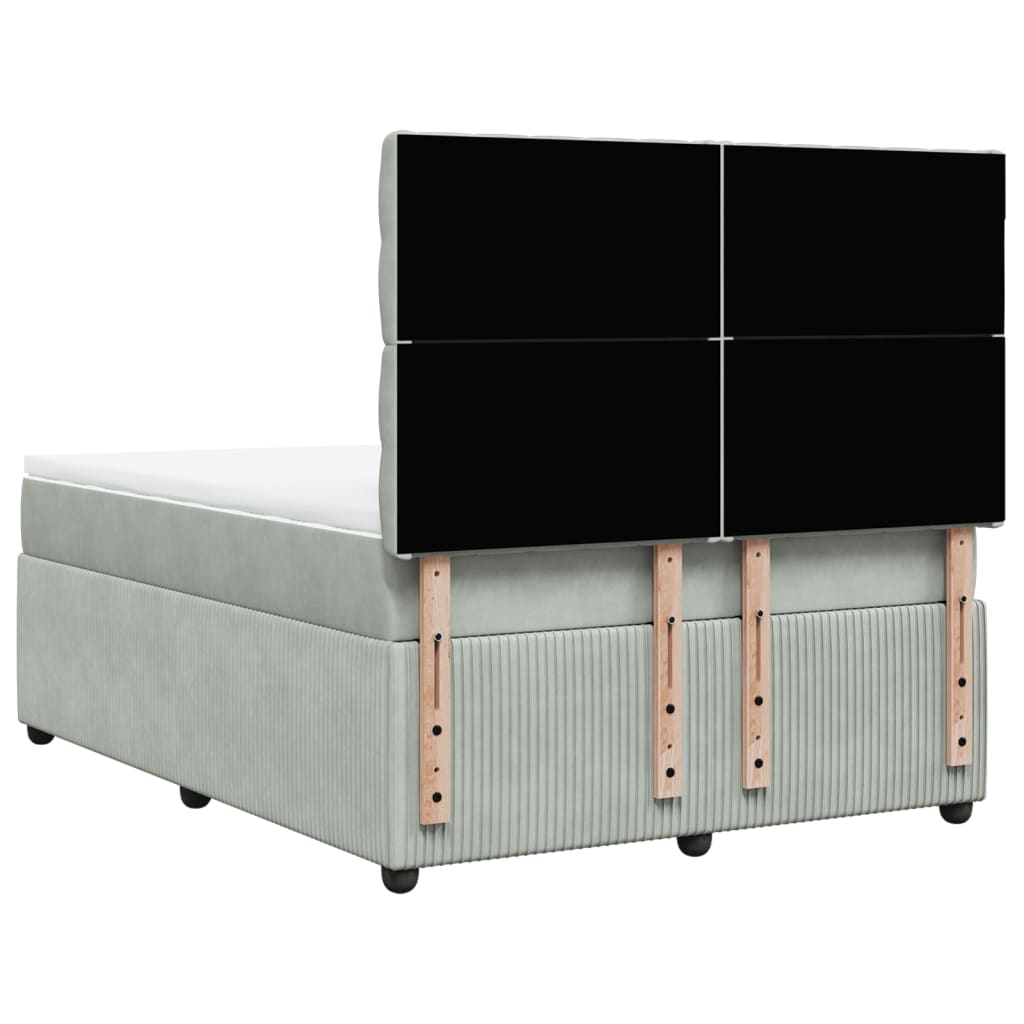 Boxspring met matras fluweel lichtgrijs 160x200 cm