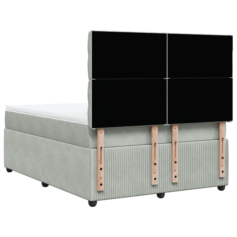 Boxspring met matras fluweel lichtgrijs 160x200 cm