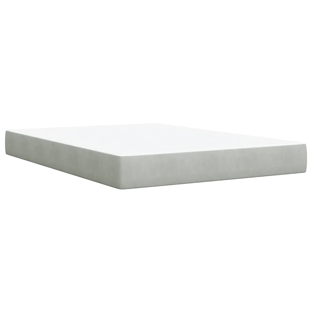 Boxspring met matras fluweel lichtgrijs 160x200 cm