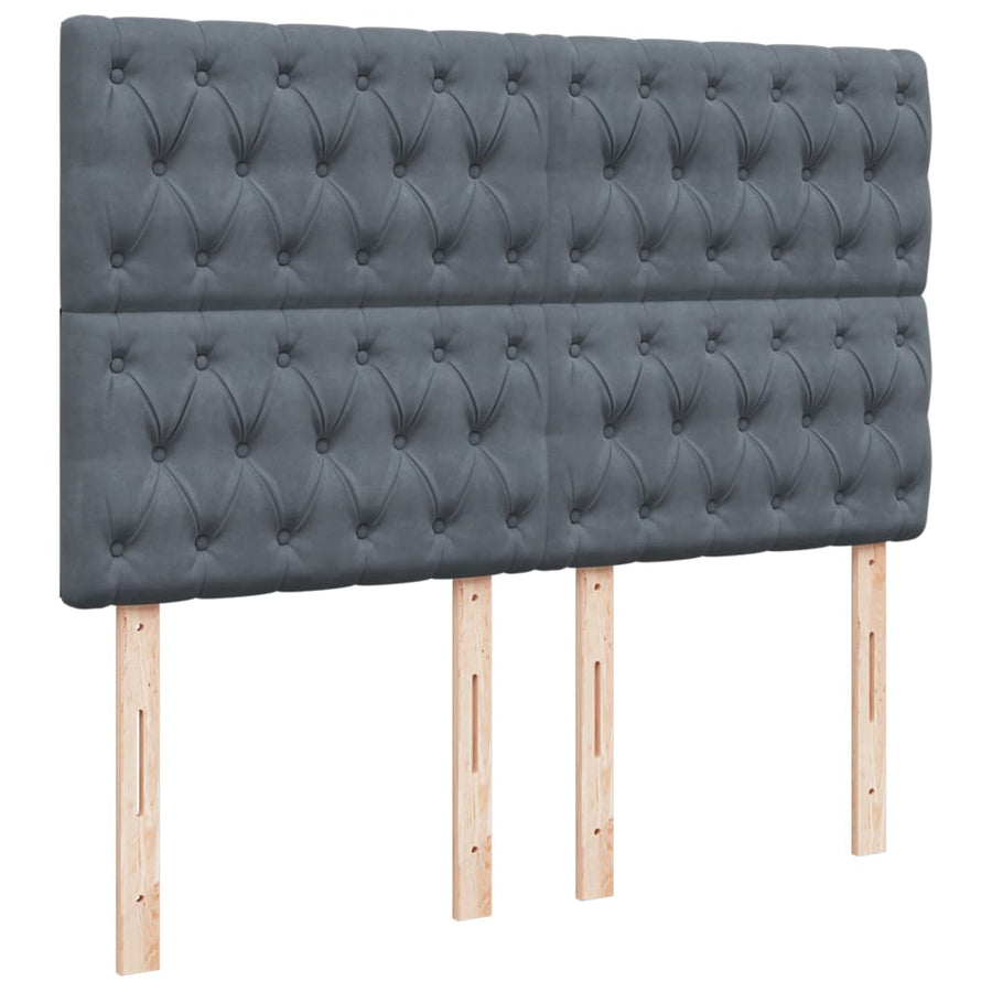 Boxspring met matras fluweel donkergrijs 160x200 cm