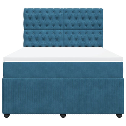 Boxspring met matras fluweel donkerblauw 160x200 cm