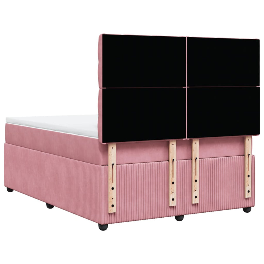 Boxspring met matras fluweel roze 160x200 cm