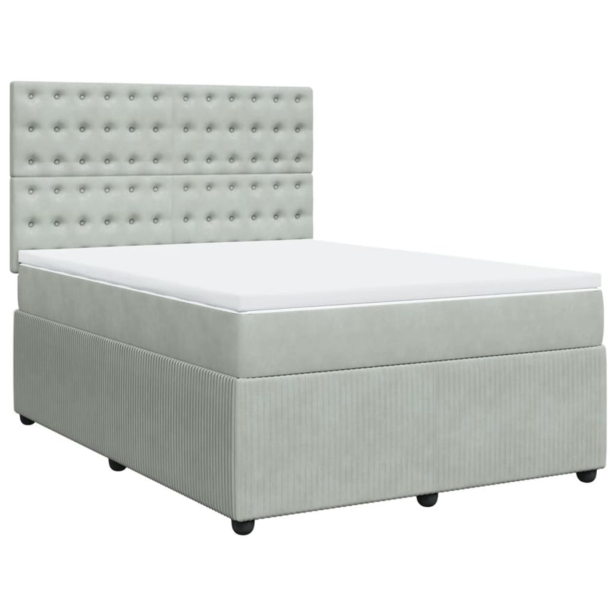 Boxspring met matras fluweel lichtgrijs 160x200 cm