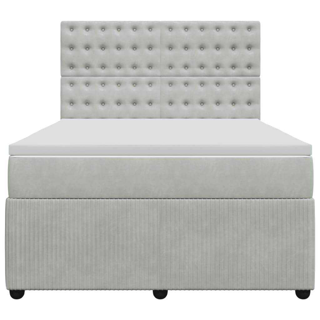 Boxspring met matras fluweel lichtgrijs 160x200 cm