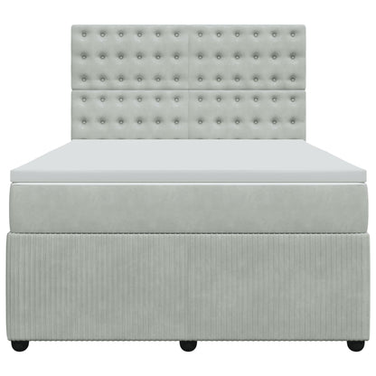 Boxspring met matras fluweel lichtgrijs 160x200 cm