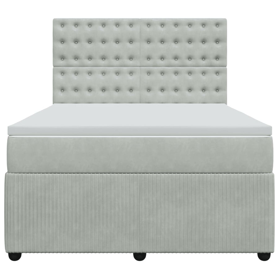 Boxspring met matras fluweel lichtgrijs 160x200 cm