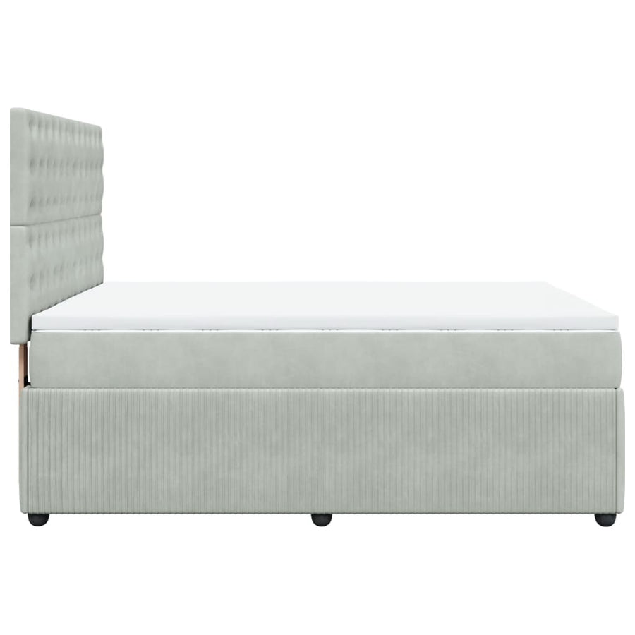 Boxspring met matras fluweel lichtgrijs 160x200 cm