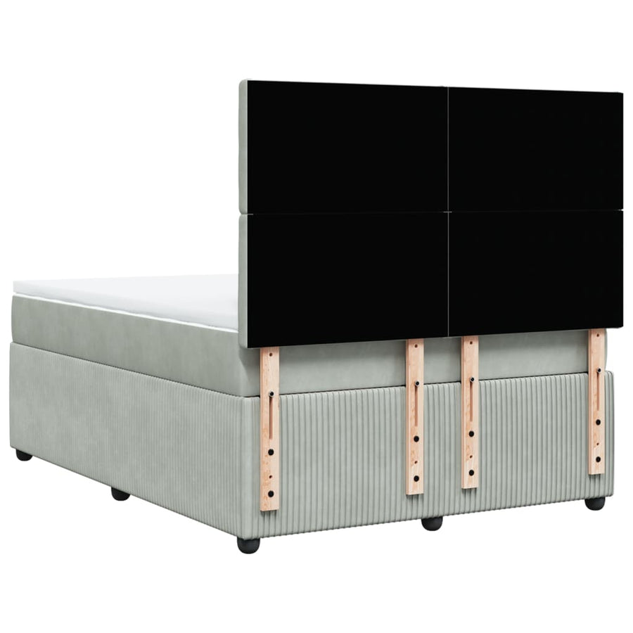Boxspring met matras fluweel lichtgrijs 160x200 cm