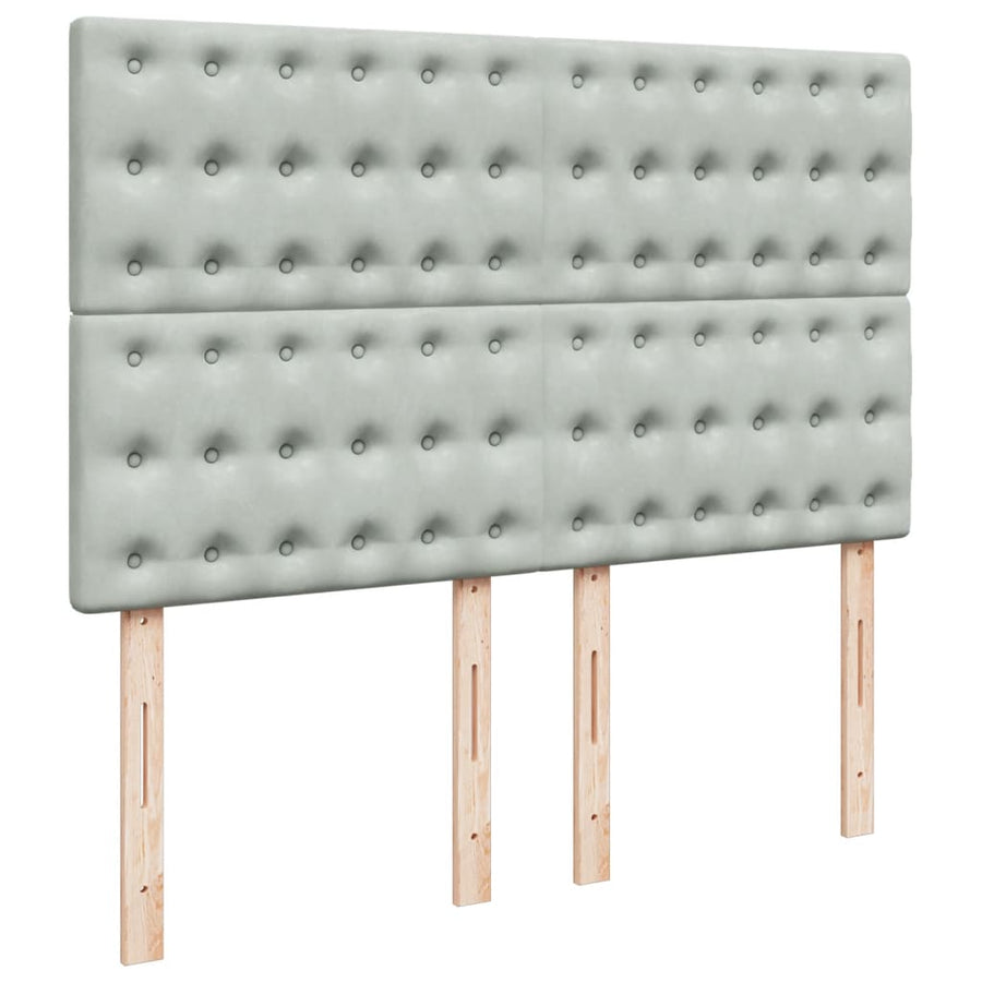 Boxspring met matras fluweel lichtgrijs 160x200 cm