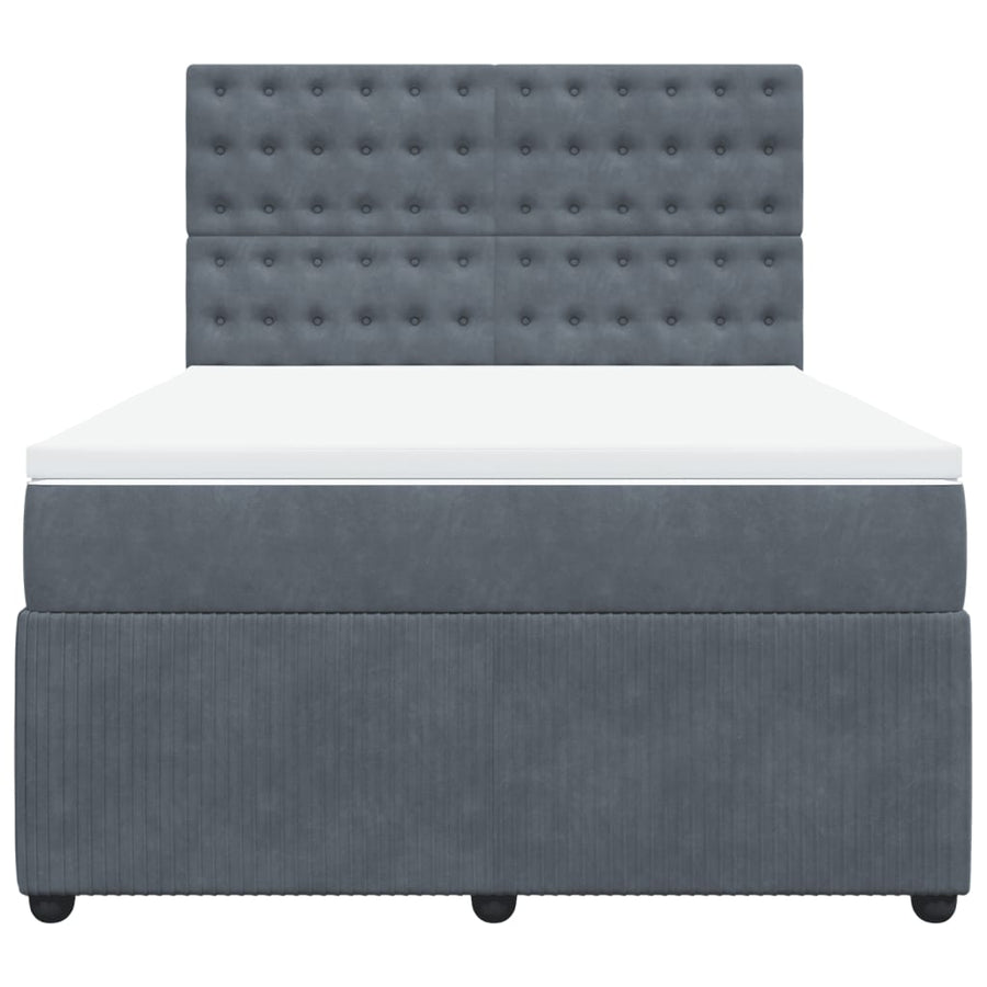 Boxspring met matras fluweel donkergrijs 160x200 cm