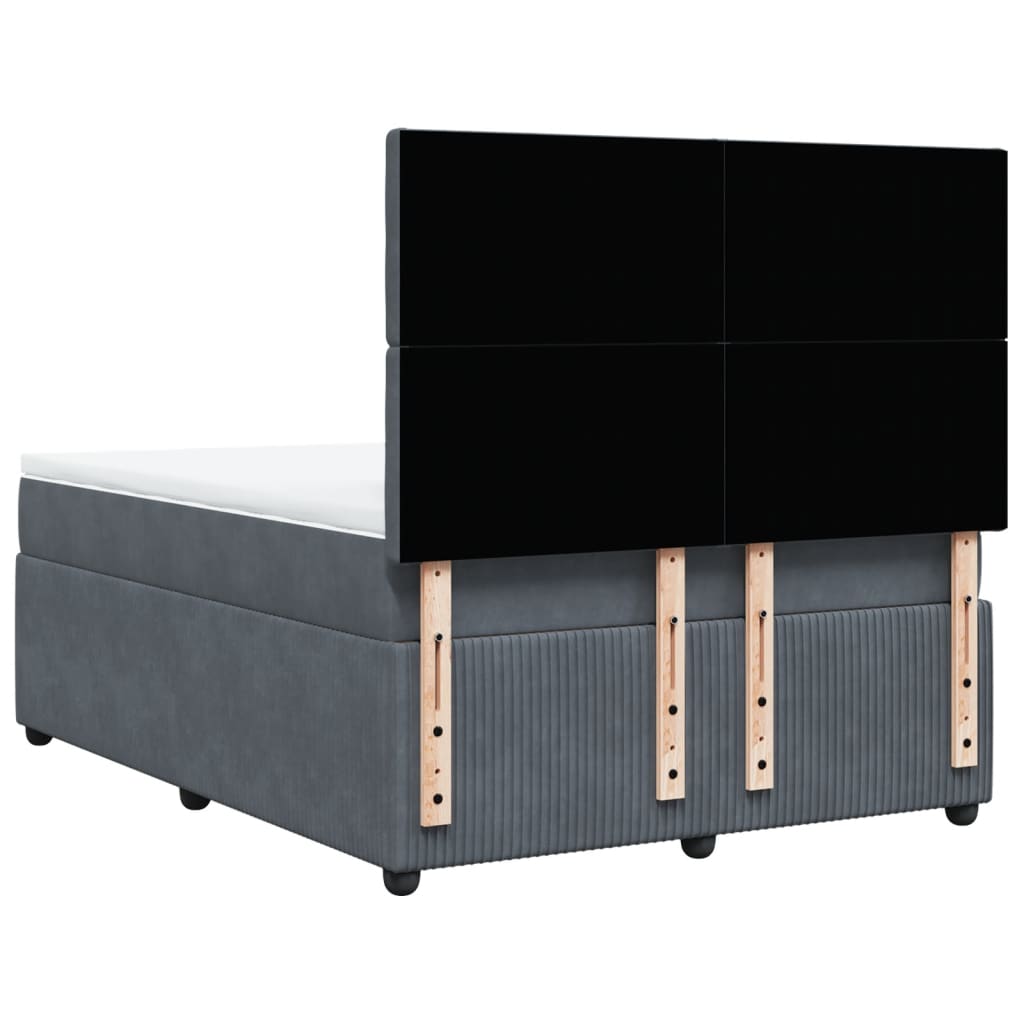 Boxspring met matras fluweel donkergrijs 160x200 cm