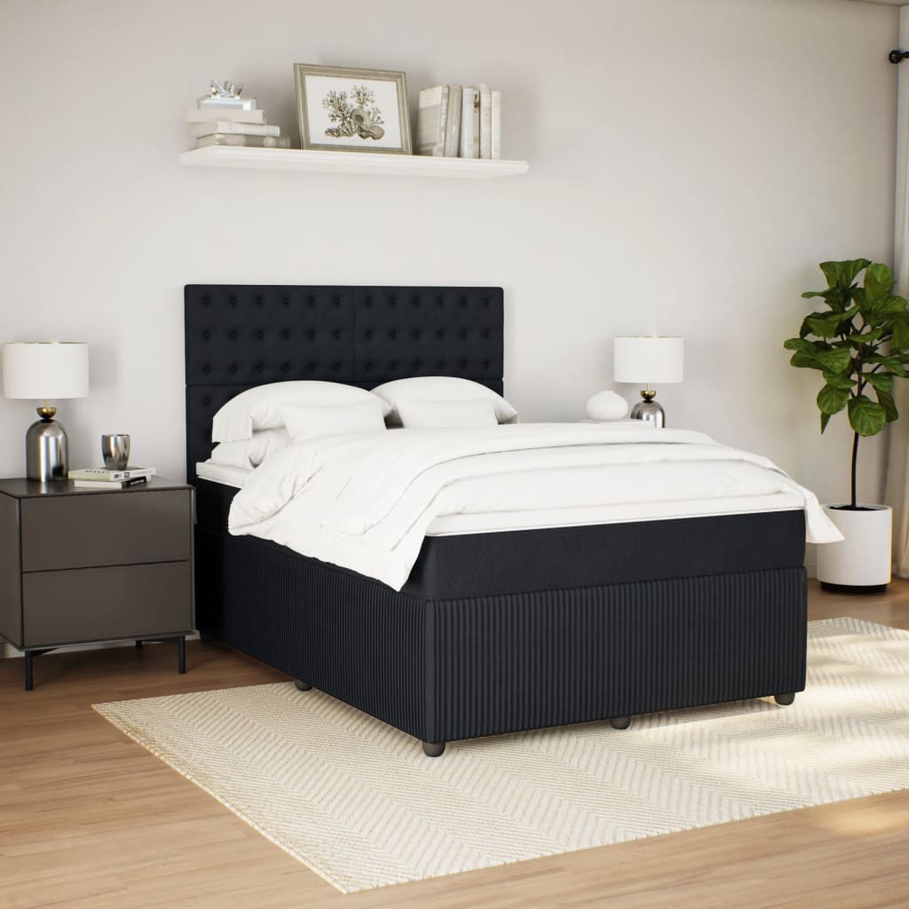 Boxspring met matras fluweel zwart 160x200 cm