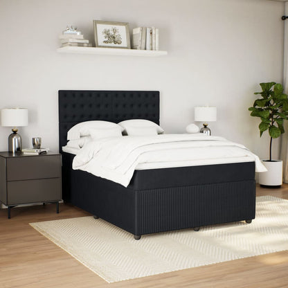 Boxspring met matras fluweel zwart 160x200 cm