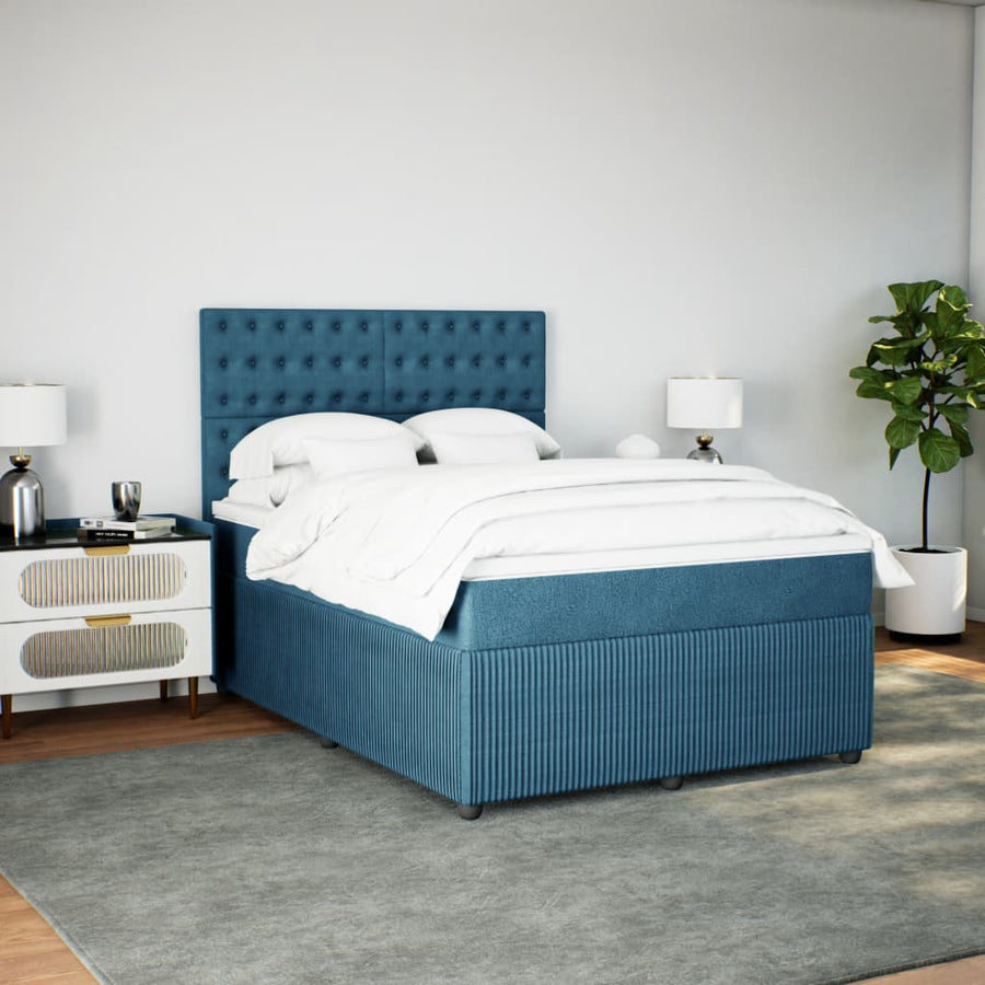 Boxspring met matras fluweel donkerblauw 160x200 cm