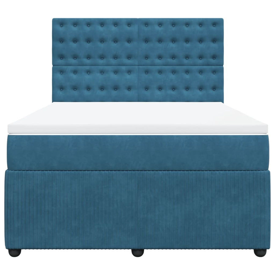 Boxspring met matras fluweel donkerblauw 160x200 cm