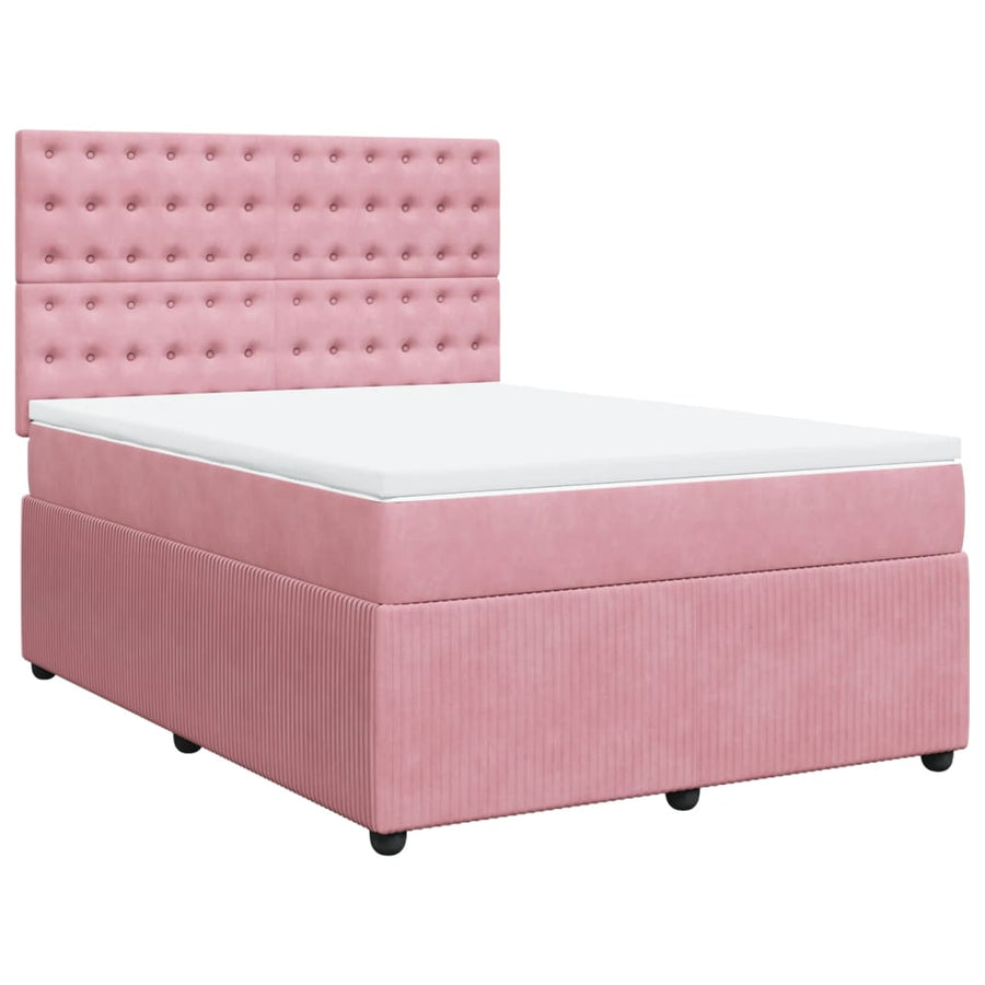 Boxspring met matras fluweel roze 160x200 cm