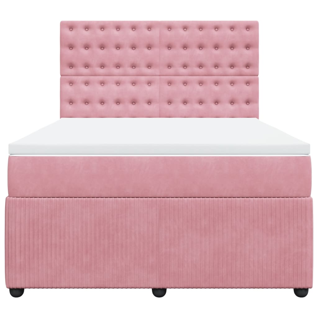 Boxspring met matras fluweel roze 160x200 cm