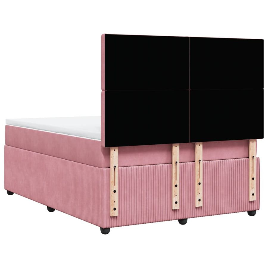 Boxspring met matras fluweel roze 160x200 cm