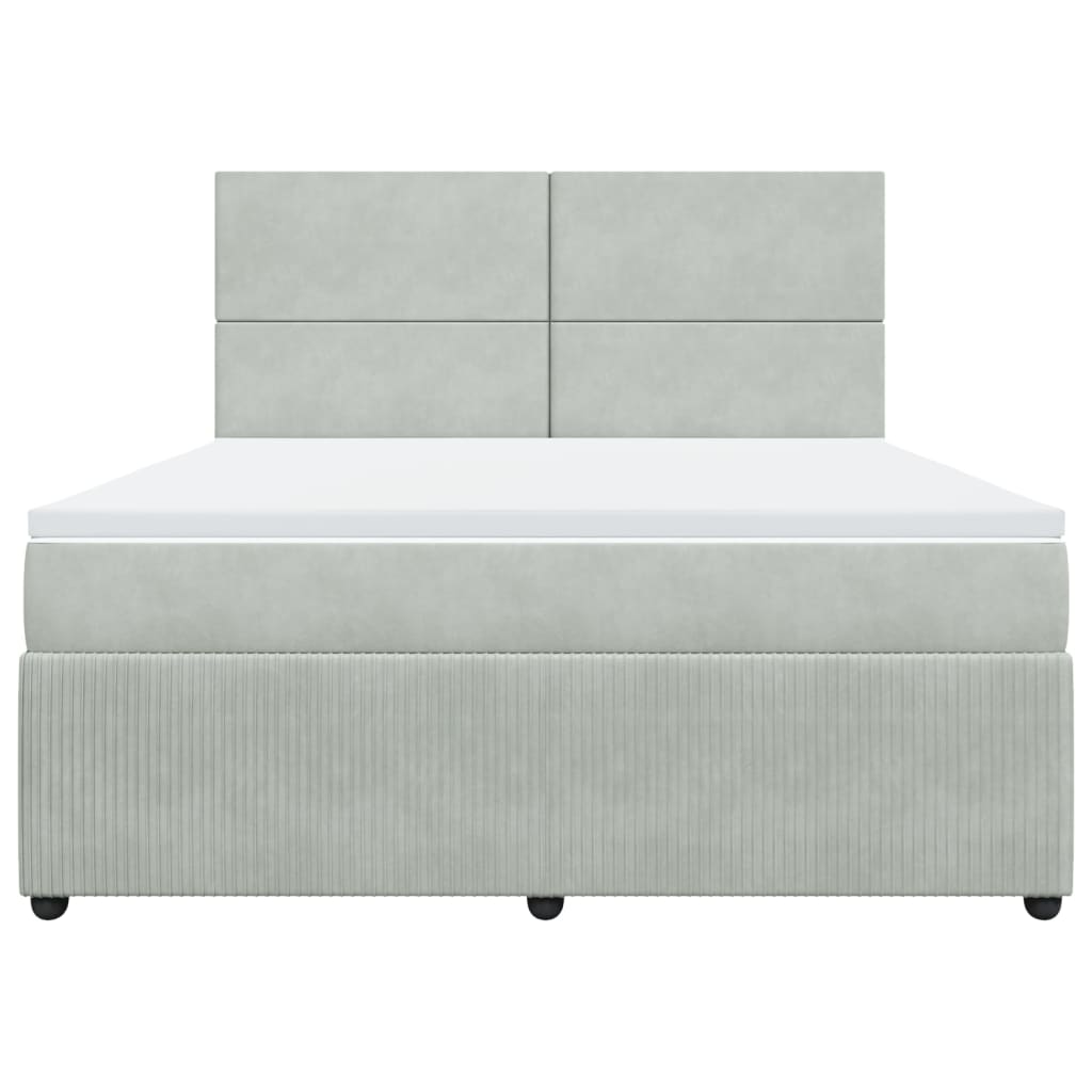 Boxspring met matras fluweel lichtgrijs 180x200 cm