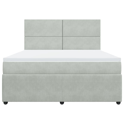 Boxspring met matras fluweel lichtgrijs 180x200 cm