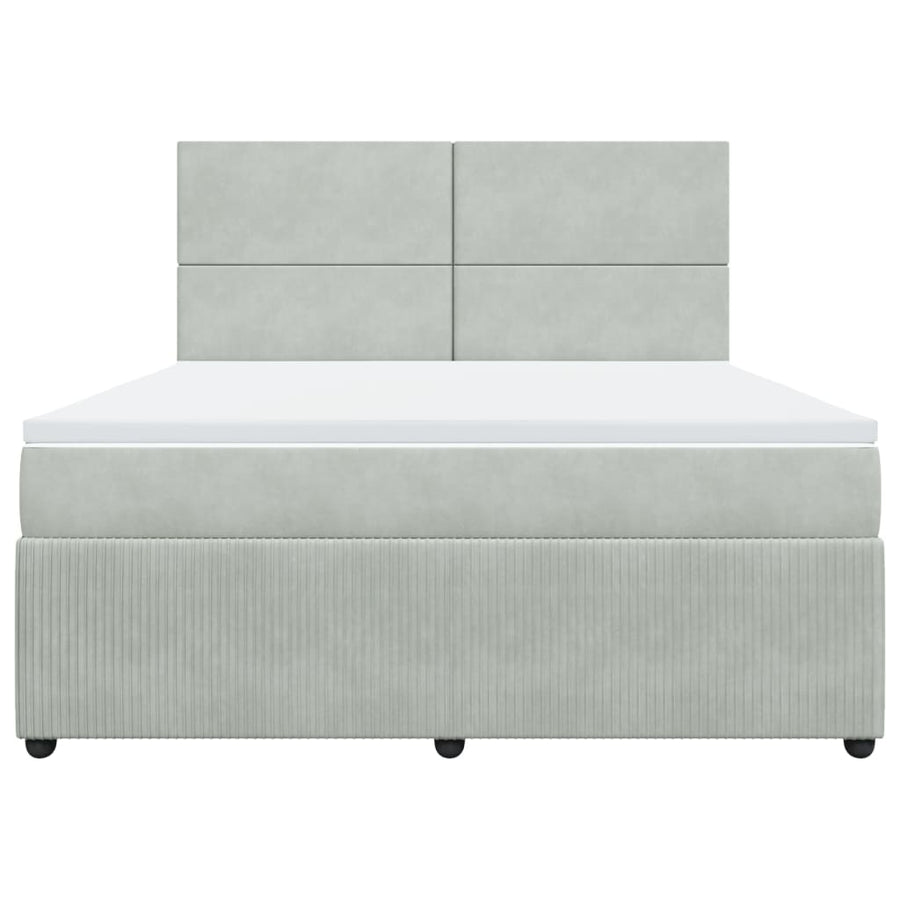 Boxspring met matras fluweel lichtgrijs 180x200 cm