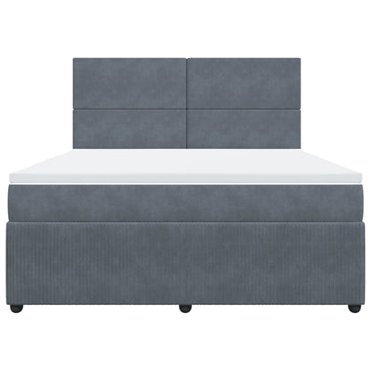 Boxspring met matras fluweel donkergrijs 180x200 cm