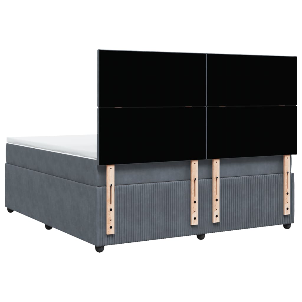 Boxspring met matras fluweel donkergrijs 180x200 cm
