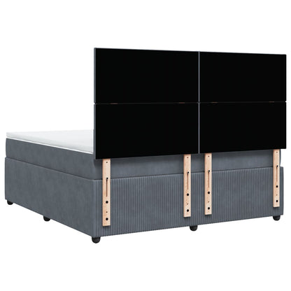 Boxspring met matras fluweel donkergrijs 180x200 cm
