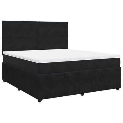 Boxspring met matras fluweel zwart 180x200 cm