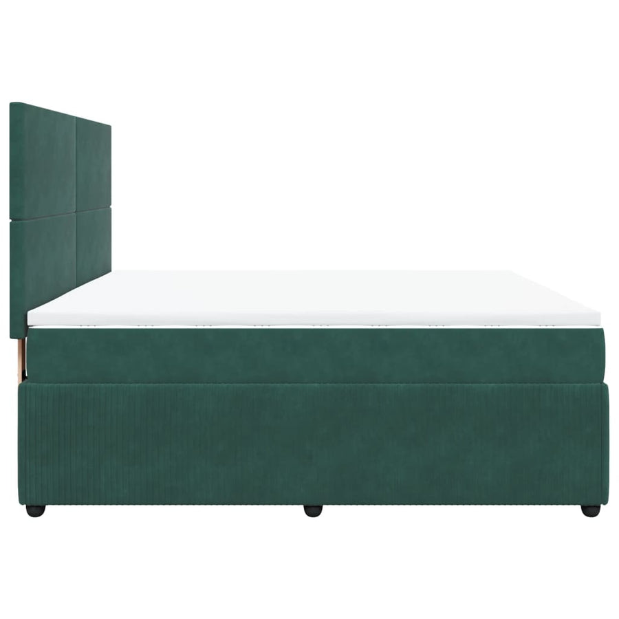 Boxspring met matras fluweel donkergroen 180x200 cm