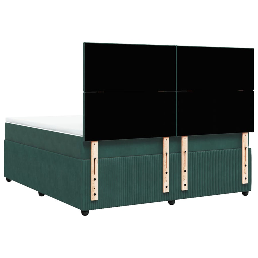 Boxspring met matras fluweel donkergroen 180x200 cm