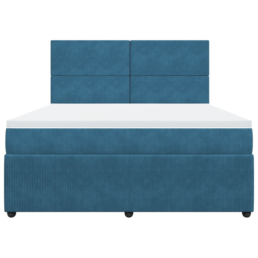 Boxspring met matras fluweel donkerblauw 180x200 cm
